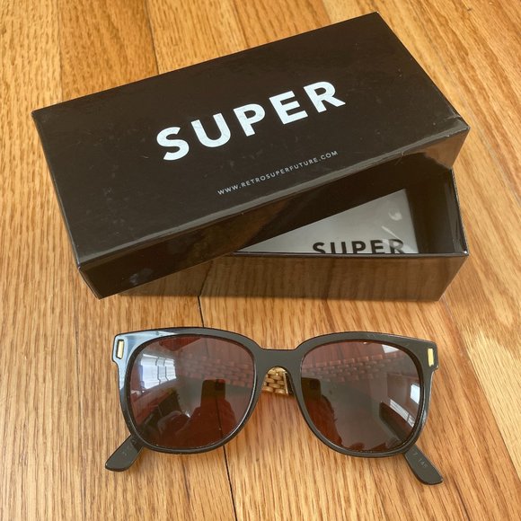 RetroSuperFuture Black and Gold Sunglasses (NEW) - Picture 1 of 2